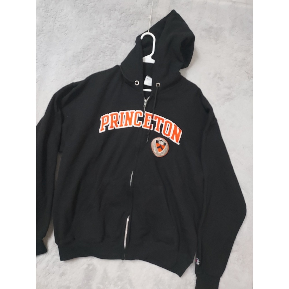 Princeton University Jacket Mens Large Champion Full Zip NCAA Hoodie Black  L